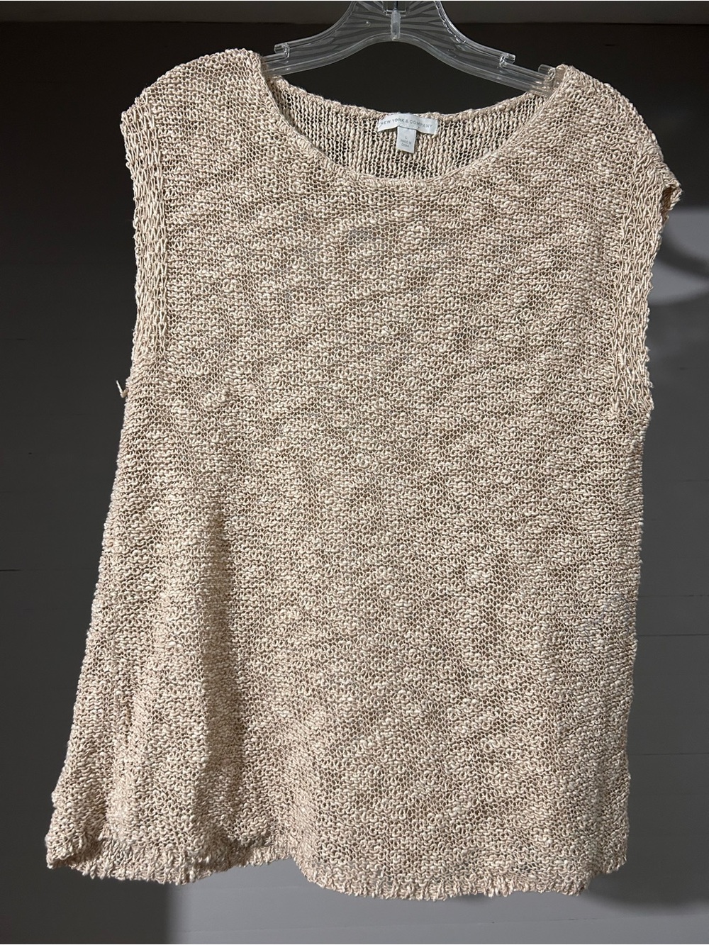 New York & Company Beige Sleeveless Knit Scoop Neck Sweater
